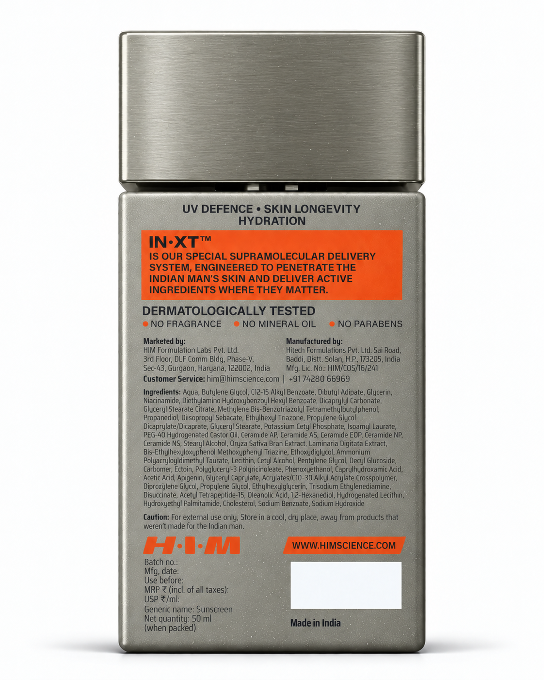 HIM SPF 50+ PA++++ Sunscreen for Men - 50 ml